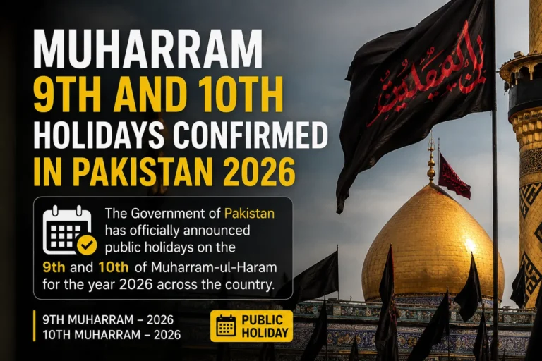 Muharram 9th and 10th Holidays Confirmed in Pakistan for 2026 muharram 9th and 10th holidays confirmed in pakistan for