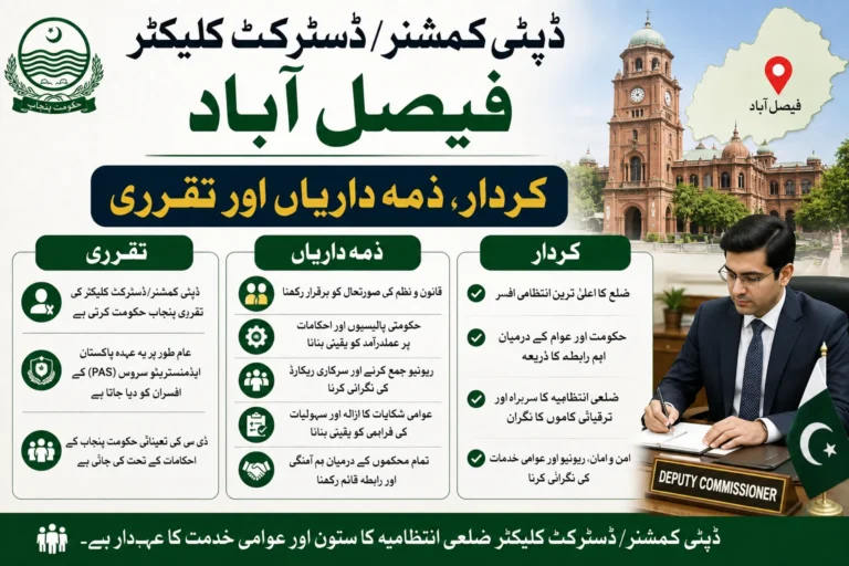 deputy commissioner district collector faisalabad bor role responsibilities and appointment
