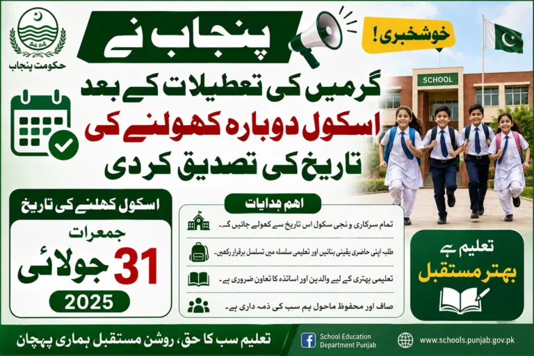 Punjab Confirms Schools Reopening Date After Summer Vacations punjab confirms schools reopening date after summer vacations
